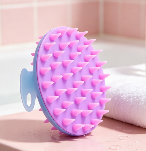 Palm-Sized Shampoo Brush, For Wet Or Dry Use