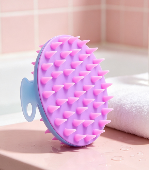 Palm-Sized Shampoo Brush, For Wet Or Dry Use