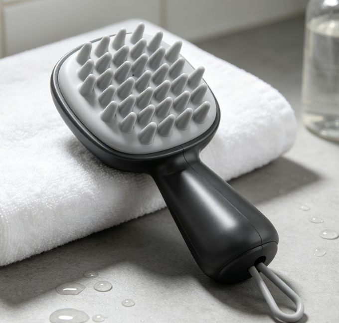 Long-Handled Silicone Scalp Exfoliating Shampoo Brush